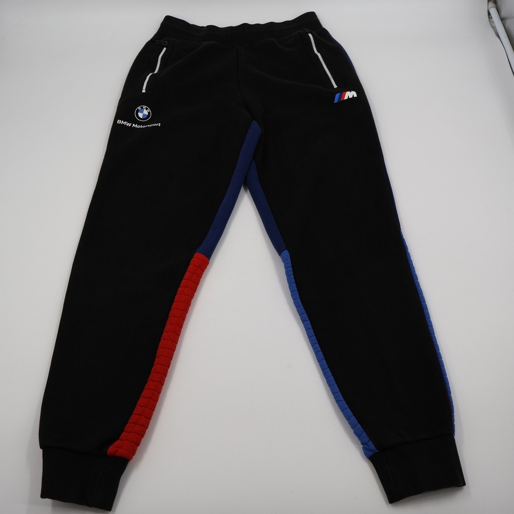 Puma BMW Motorsport Joggers Mens Small Black Blue Red Quilted‎ Colorblock Pants
